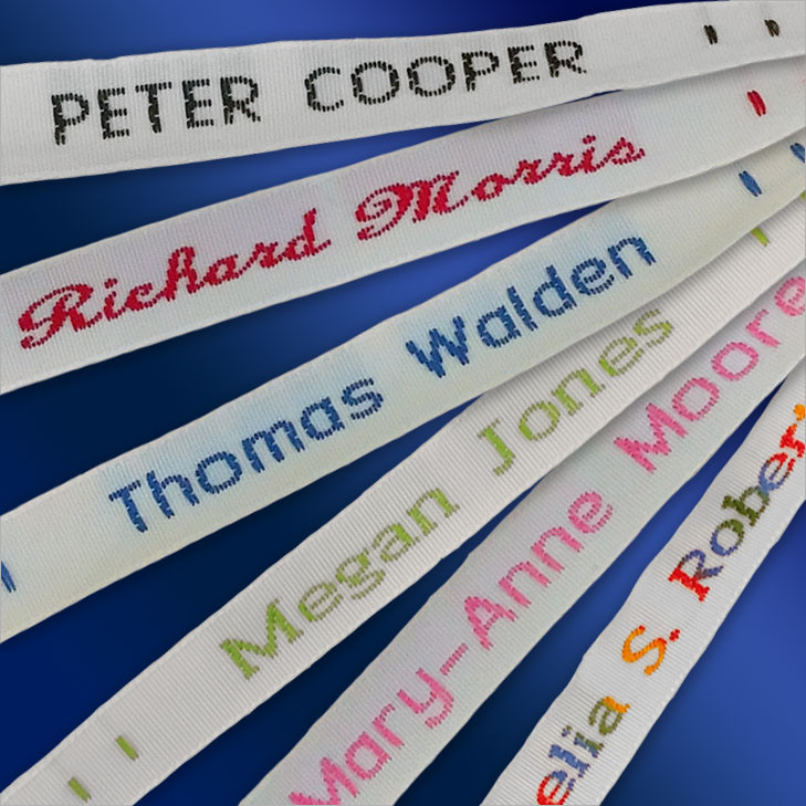 Sew on Name Tapes School Tags Labels Clothing Personalised Custom Lettering 