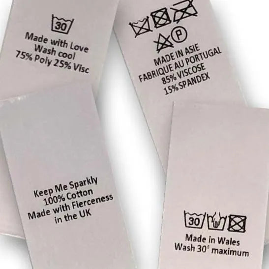 Printed Satin Care Labels (Vertical)